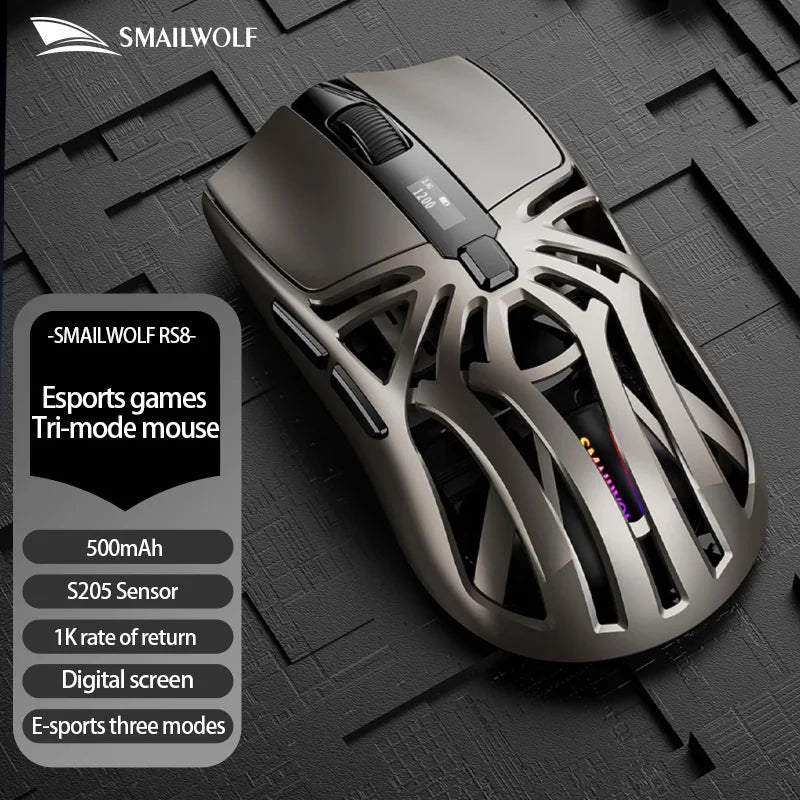 Gray S205 Color Wireless Gaming Mouse For Big Hands – Bluetooth 3-Mode
