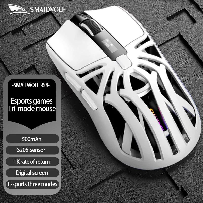 White S205 Color Wireless Gaming Mouse For Big Hands – Bluetooth 3-Mode