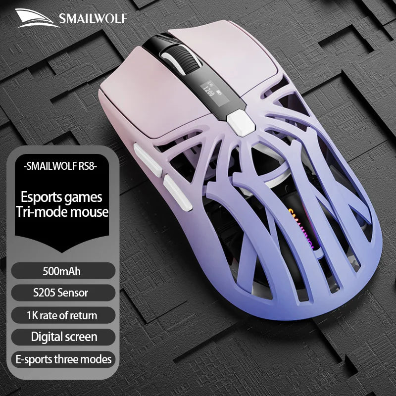 Purple S205 Color Wireless Gaming Mouse For Big Hands – Bluetooth 3-Mode