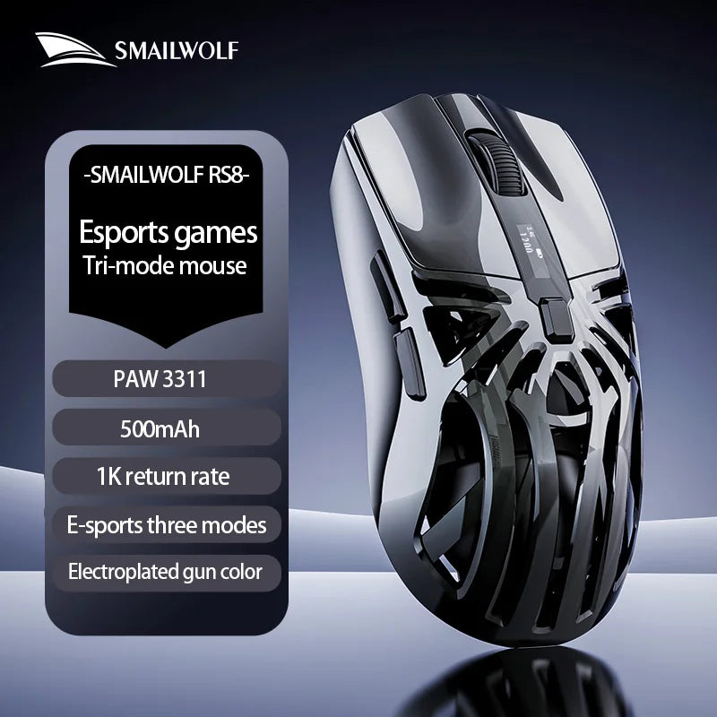 Gunmetal PAW3311 Color Wireless Gaming Mouse For Big Hands – Bluetooth 3-Mode